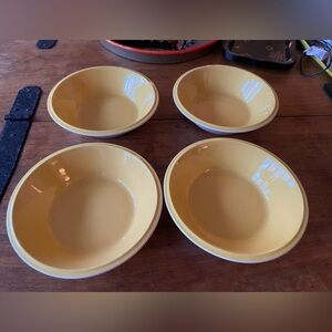 4 Vintage Mikasa Sun Yellow Ceramic Soup Bowls